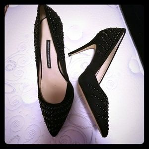 French connection black studded heels